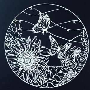 Butterfly Circle Papercut Art
