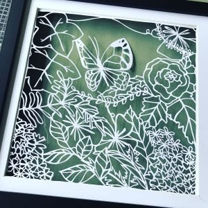Butterfly and flowers - Paper Cut Art