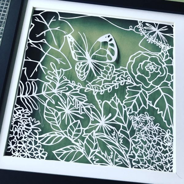 Butterfly and flowers - Paper Cut Art